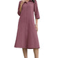 Janasya Dark Cotton Solid A-Line Dress | Swadesiicart