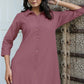 Janasya Dark Cotton Solid A-Line Dress | Swadesiicart