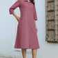 Janasya Dark Cotton Solid A-Line Dress | Swadesiicart
