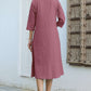 Janasya Dark Cotton Solid A-Line Dress | Swadesiicart