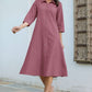Janasya Dark Cotton Solid A-Line Dress | Swadesiicart