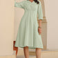 Janasya Light Cotton Solid A-Line Dress | Swadesiicart