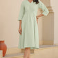 Janasya Light Cotton Solid A-Line Dress | Swadesiicart