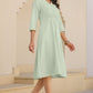Janasya Light Cotton Solid A-Line Dress | Swadesiicart