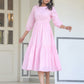 Janasya Light Cotton Solid Tiered Dress | Swadesiicart