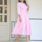 Janasya Light Cotton Solid Tiered Dress | Swadesiicart