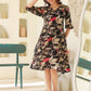 Janasya Dark Rayon Floral A-Line Dress | Swadesiicart