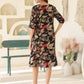Janasya Dark Rayon Floral A-Line Dress | Swadesiicart