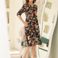 Janasya Dark Rayon Floral A-Line Dress | Swadesiicart