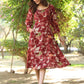 Janasya Dark Rayon Floral A-Line Dress | Swadesiicart