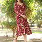 Janasya Dark Rayon Floral A-Line Dress | Swadesiicart