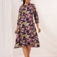 Janasya Dark Cotton Floral A-Line Dress | Swadesiicart