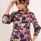 Janasya Dark Cotton Floral A-Line Dress | Swadesiicart