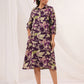 Janasya Dark Cotton Floral A-Line Dress | Swadesiicart