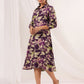 Janasya Dark Cotton Floral A-Line Dress | Swadesiicart