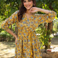 Janasya Bright Cotton Floral A-Line Dress | Swadesiicart