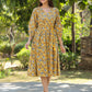 Janasya Bright Cotton Floral A-Line Dress | Swadesiicart