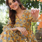 Janasya Bright Cotton Floral A-Line Dress | Swadesiicart