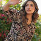 Janasya Dark Cotton Floral A-Line Dress | Swadesiicart