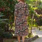 Janasya Dark Cotton Floral A-Line Dress | Swadesiicart