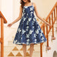 Janasya Dark Cotton Floral Fit & Flare Dress | Swadesiicart