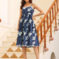 Janasya Dark Cotton Floral Fit & Flare Dress | Swadesiicart