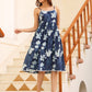 Janasya Dark Cotton Floral Fit & Flare Dress | Swadesiicart