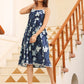 Janasya Dark Cotton Floral Fit & Flare Dress | Swadesiicart