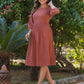 Janasya Dark Cotton Solid Gathered Dress | Swadesiicart