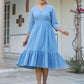 Janasya Light Cotton Schiffli Fit & Flare Dress | Swadesiicart