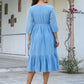 Janasya Light Cotton Schiffli Fit & Flare Dress | Swadesiicart