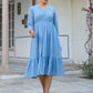 Janasya Light Cotton Schiffli Fit & Flare Dress | Swadesiicart