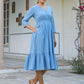 Janasya Light Cotton Schiffli Fit & Flare Dress | Swadesiicart
