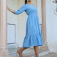 Janasya Light Cotton Schiffli Fit & Flare Dress | Swadesiicart