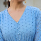 Janasya Light Cotton Schiffli Fit & Flare Dress | Swadesiicart