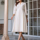 Janasya Light Cotton Schiffli A-Line Dress | Swadesiicart
