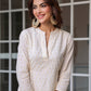 Janasya Light Cotton Schiffli A-Line Dress | Swadesiicart