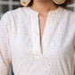 Janasya Light Cotton Schiffli A-Line Dress | Swadesiicart