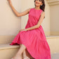 Janasya Bright Cotton Schiffli Fit & Flare Dress | Swadesiicart