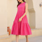 Janasya Bright Cotton Schiffli Fit & Flare Dress | Swadesiicart