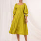 Janasya Dark Cotton Schiffli A-Line Dress | Swadesiicart