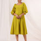 Janasya Dark Cotton Schiffli A-Line Dress | Swadesiicart