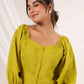 Janasya Dark Cotton Schiffli A-Line Dress | Swadesiicart