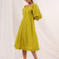 Janasya Dark Cotton Schiffli A-Line Dress | Swadesiicart