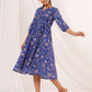 Janasya Dark Georgette Floral A-Line Dress | Swadesiicart