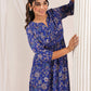 Janasya Dark Georgette Floral A-Line Dress | Swadesiicart