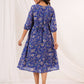 Janasya Dark Georgette Floral A-Line Dress | Swadesiicart