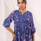 Janasya Dark Georgette Floral A-Line Dress | Swadesiicart