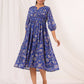 Janasya Dark Georgette Floral A-Line Dress | Swadesiicart