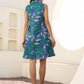 Janasya Dark Cotton Tropical A-Line Dress | Swadesiicart